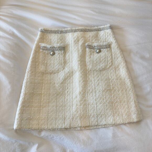 Zara Dresses & Skirts - NWT Zara White Tweed High Waisted Mini Skirt Size XS